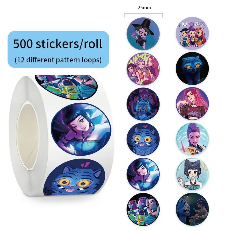 NEW 500pcsRoll Popular Anime KPop Stickers Tiger Theme DIY Waterproof Decals for Scrapbook Phone Luggage Skateboard Laptop Decor