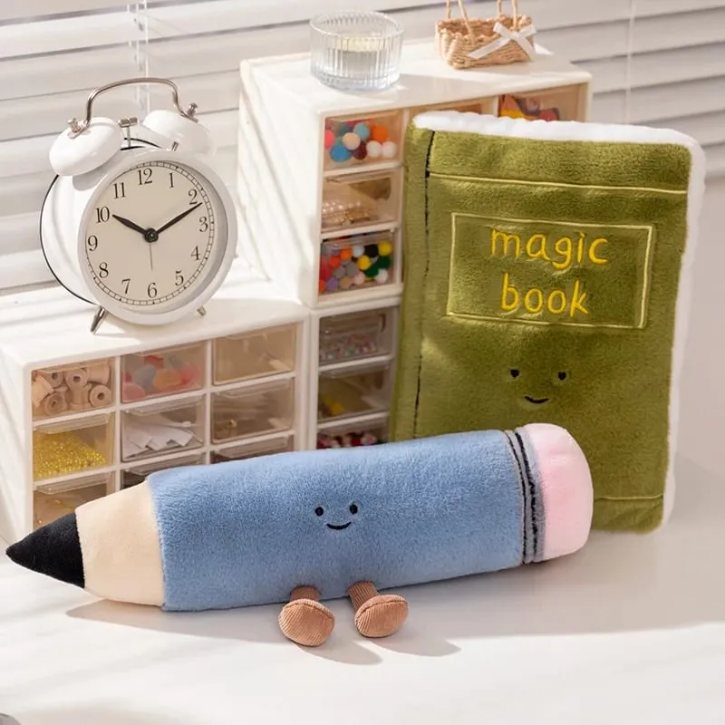 Kawaii Stationery Commodity Plush Toy Stuffed Humanoid Ruler Book Pencil Sharpener Eraser Pillow Decoration Gift — image 4