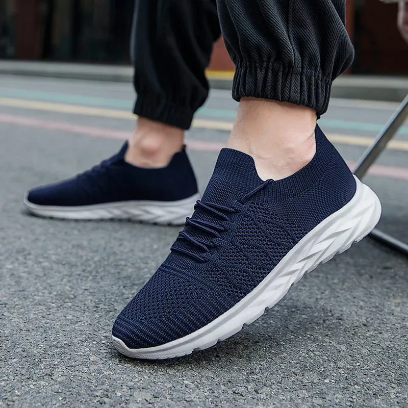 Men's Mesh Knit Walking Shoes No-Tie Elastic Slip-On Sneakers Breathable Lightweight Casual Athletic Shoes — image 7