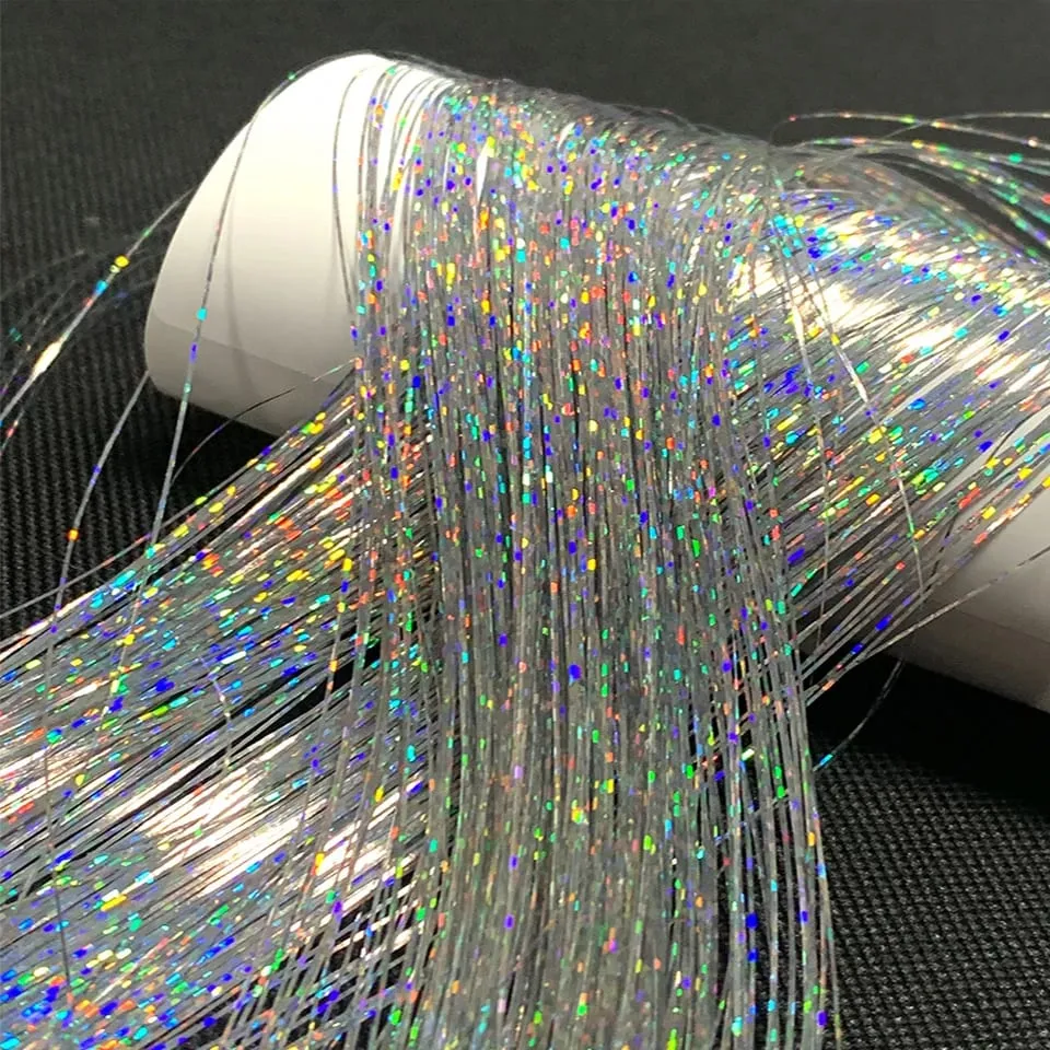 Long Straight Hair Tinsel Glitter Shiny Sparkly Synthetic Color Fresh Laser Clip in Hair Extensions Women Party Hair Accessori