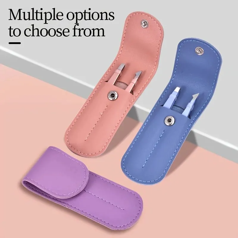 2 Pcs Set Professional Tweezers with a Storage Case Perfect for Removing Facial Hair Splinters And Ingrown Hairs Eyebrow Clip — image 1