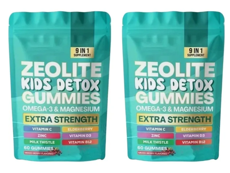 Zeolith-Gummis, 60 Stück, enthalten Multivitamin Omega-3, Magnesium und Holunder, unterstützen die Entgiftung und die Gesundheit des Immunsystems