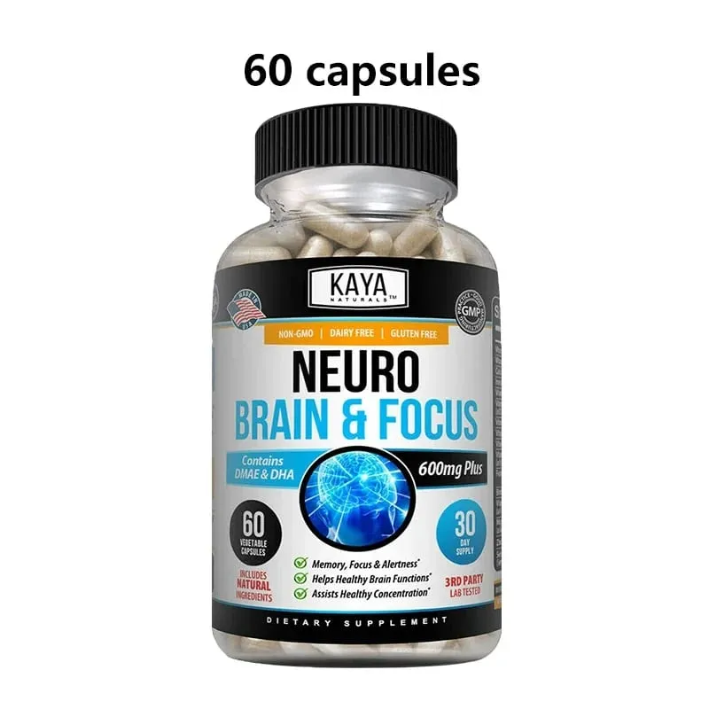 Nootropic Brain Booster Capsules - Vitamins Memory Concentration Clarity & Cognitive Performance Support Stress Relief