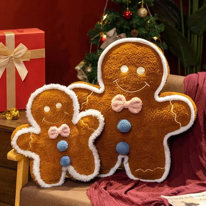 Hot Christmas Gingerbread Man Pillow Soft Plush Toy Decoration Funny XMas Plushie High Quality Christmas Birthday Gift Decor