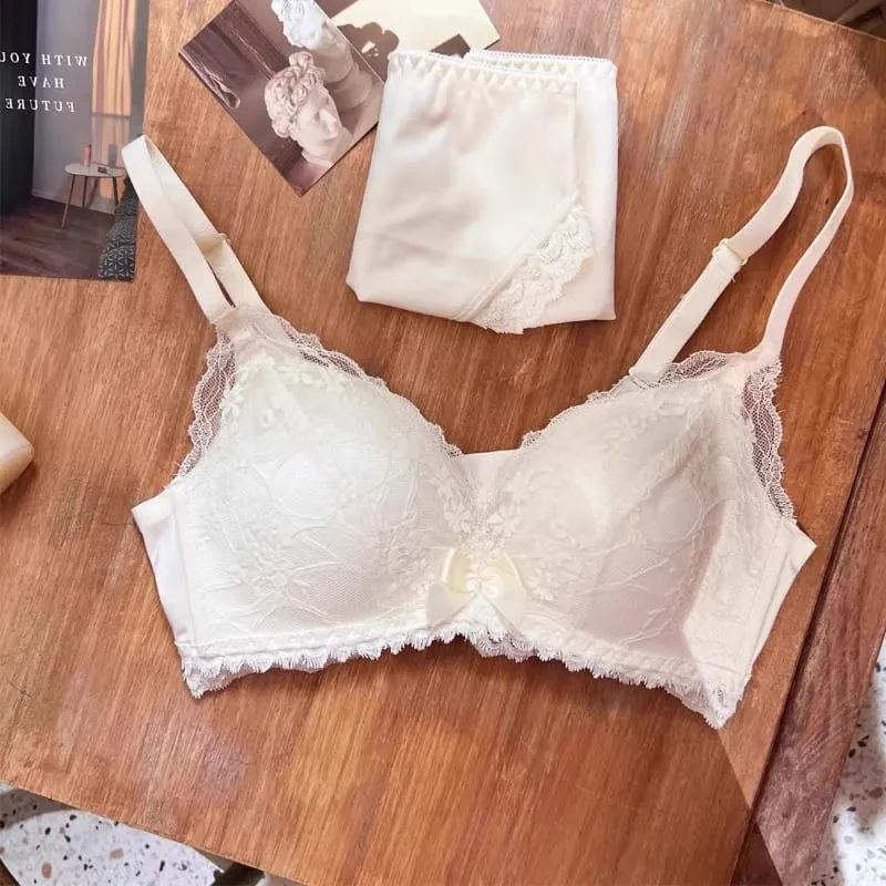 French Style Wireless Shaping Lingerie Set Push Up Lift Anti Sagging Lace Bra Elegant Comfort Soft Support Women Underwear Set — image 9