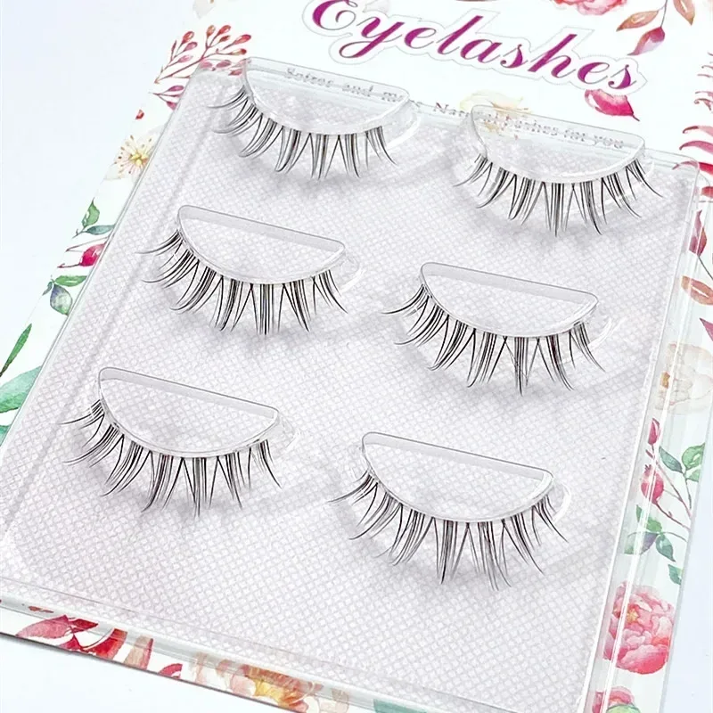 HBZGTLAD3pairsTransparent Terrier Simulation Eye Tail with Long Air Eyelashes Pairs Natural 3D Mink False Eyelashes Makeup Fake