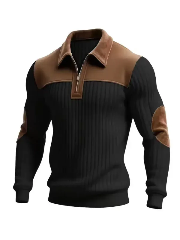 Hoodies men's sweatshirt 2026 new knitted lapel stitching embroidery casual sports autumn zipper sweatshirt man's clothing — image 1