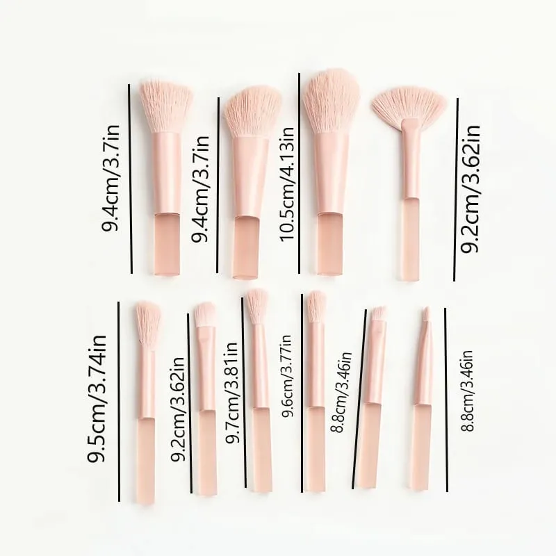 10pcs Travel Makeup Brush Set Mini Makeup Brushes Travel Size Small Eyeshadow Eye Lipstick Foundation Brush Shadow Contour Blush — image 2