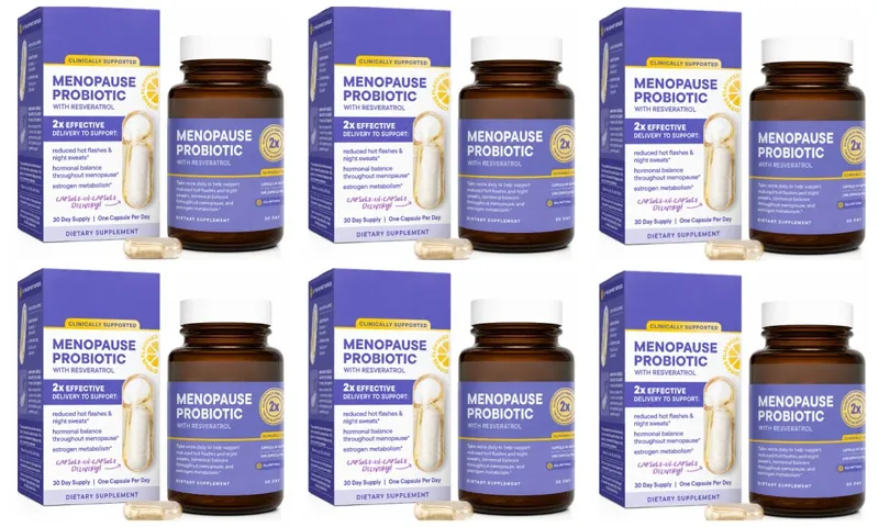Menopausa Probiotici per le donne Equilibrio ormonale Vampate di calore Sudorazioni notturne Salute dell'intestino Resveratrolo e Omega 30 capsule — image 12