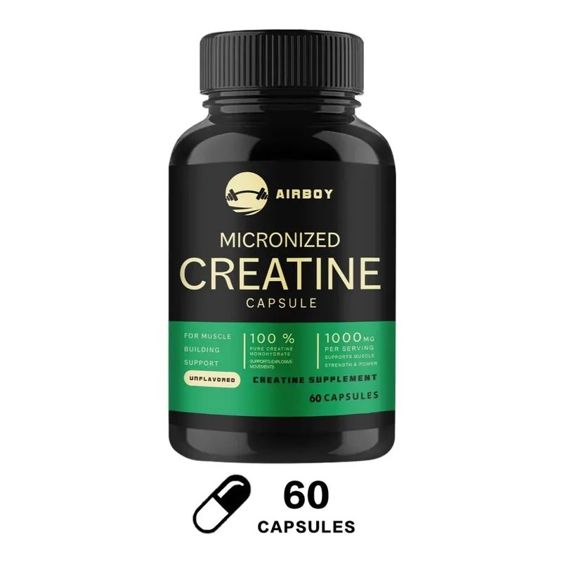 Creatine Monohydrate Capsules - Strength Muscle Performance Supplement for Men and Women Non-GMO and Gluten-Free