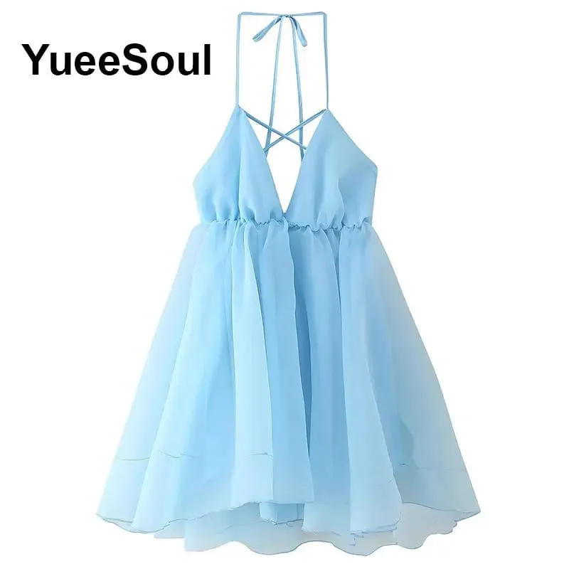 Blue Printed Mini Dress 2026 Summer New Elegant Party Birthday Evening Dresses Y2K Sweet Cute High Street Casual Women Dress — image 6