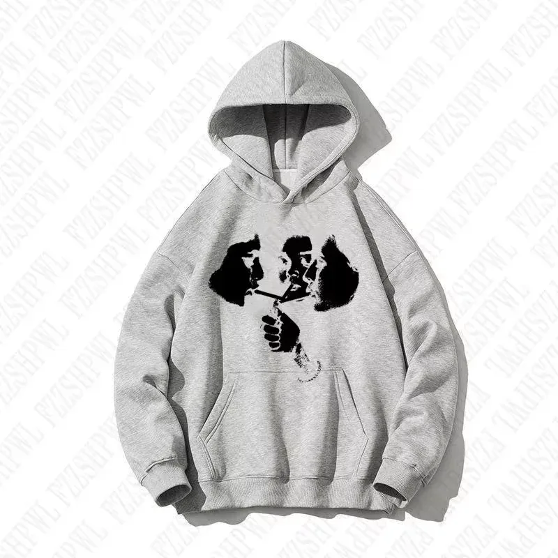 2025 hot trend 2000s men's fashion Harajuku Gothic pattern sports hoodie retro punk hip-hop casual streetwear — image 5