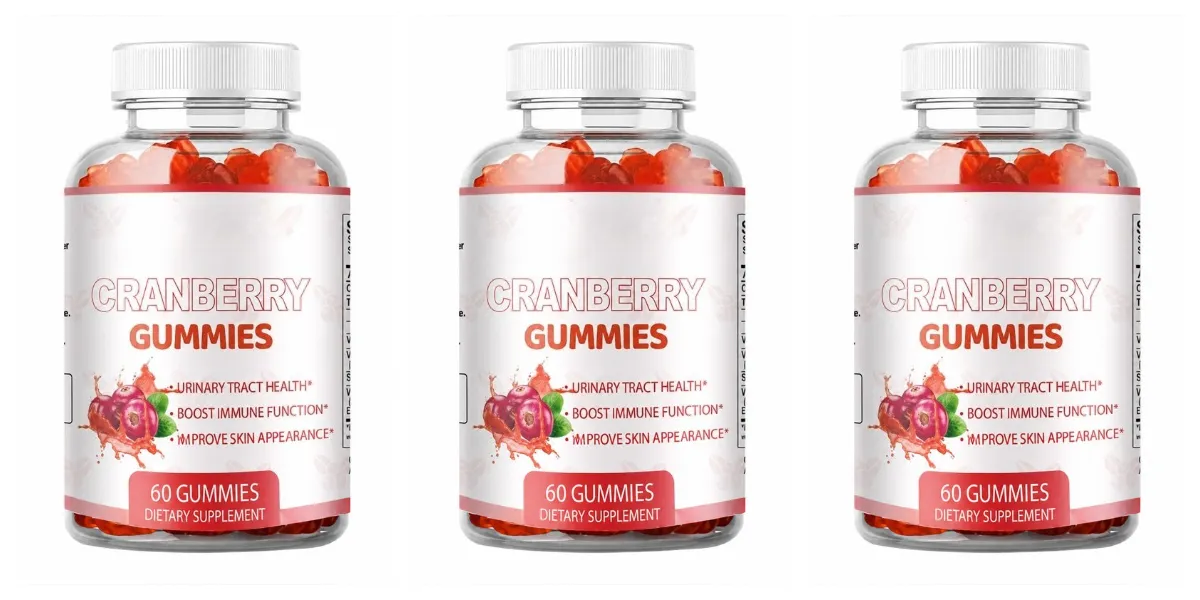 Cranberry Gummies for Urinary Tract Health Support with Vitamin C 40 Mg and Vitamin E 2.7 Mg 60 Gummies