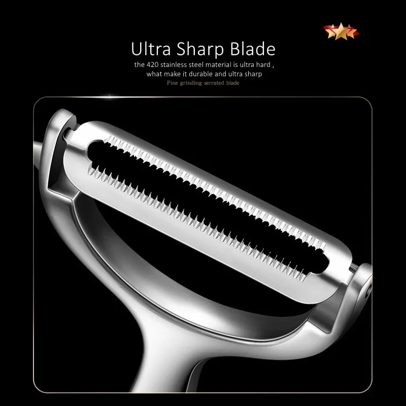 LFGB Certificated Pure 304 Stainless Steel Peeler Ultra Sharp Blade Fruit and Vegetable Zester Family Kitchen Peeling Tool — image 5