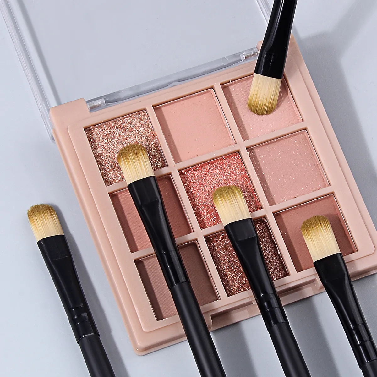 Hot Sale 10PCS Flat Eye Shadow Brushes Black Handle Soft Bristle Eyeshadow Applicator Brushes for Beginner Eye Makeup