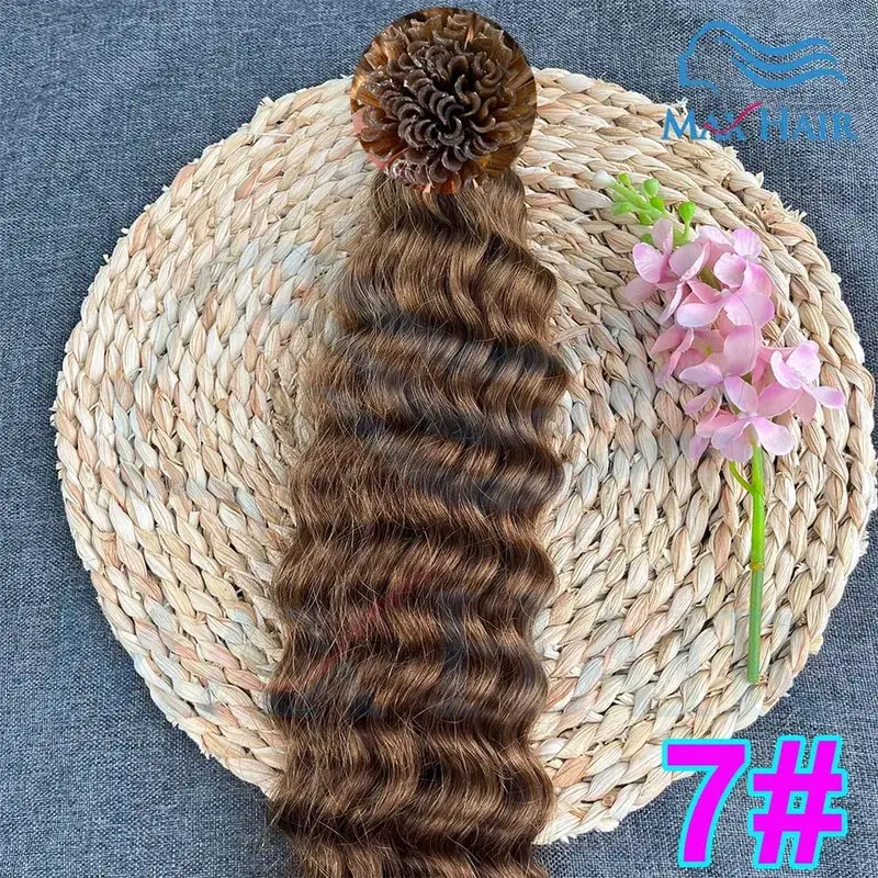Keratin U Tip deep wave Human Hair Extensions 18-30 Inch Remy Hair Extensions High Quality Remy Human Hair salon Extensions — image 11