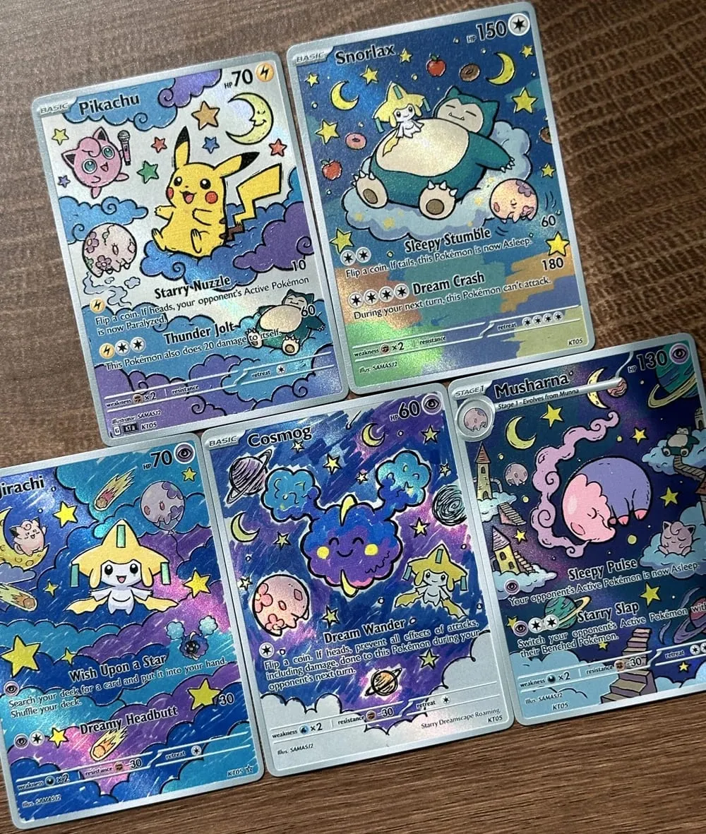 Pokemon PTCG Cards Jirachi Snorlax Cosmog Musharna Starry Dreamscape Roaming Style Collection Cards 5Pcs Pokemoncards Gift