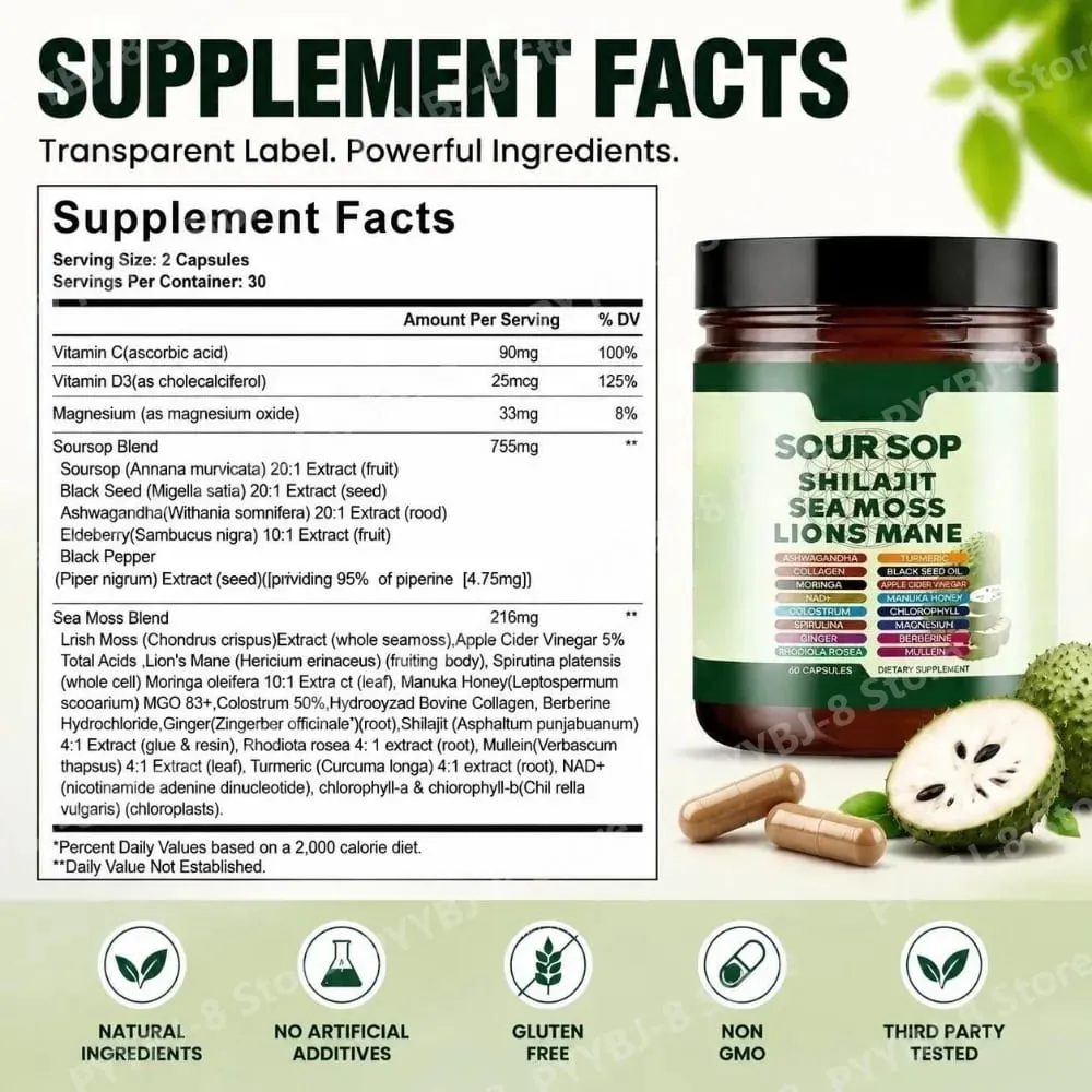 Shilajit and L-Arginine Capsules 60 Count with Pomegranate Cinnamon Fenugreek for Energy Immune Health Daily Wellness Support