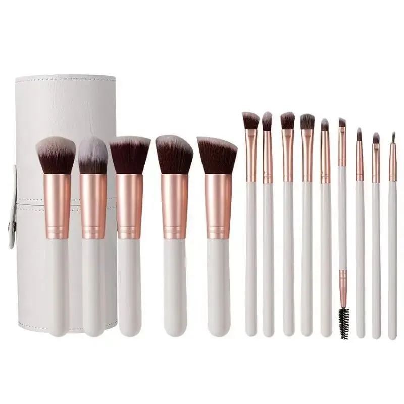 14 PCS Makyaj Fırça Seti Aydınlatmalı Ayna Taşınabilir Kısa Saplı LED Işık USB Şarj Edilebilir Makyaj Fırçaları Seti — image 14