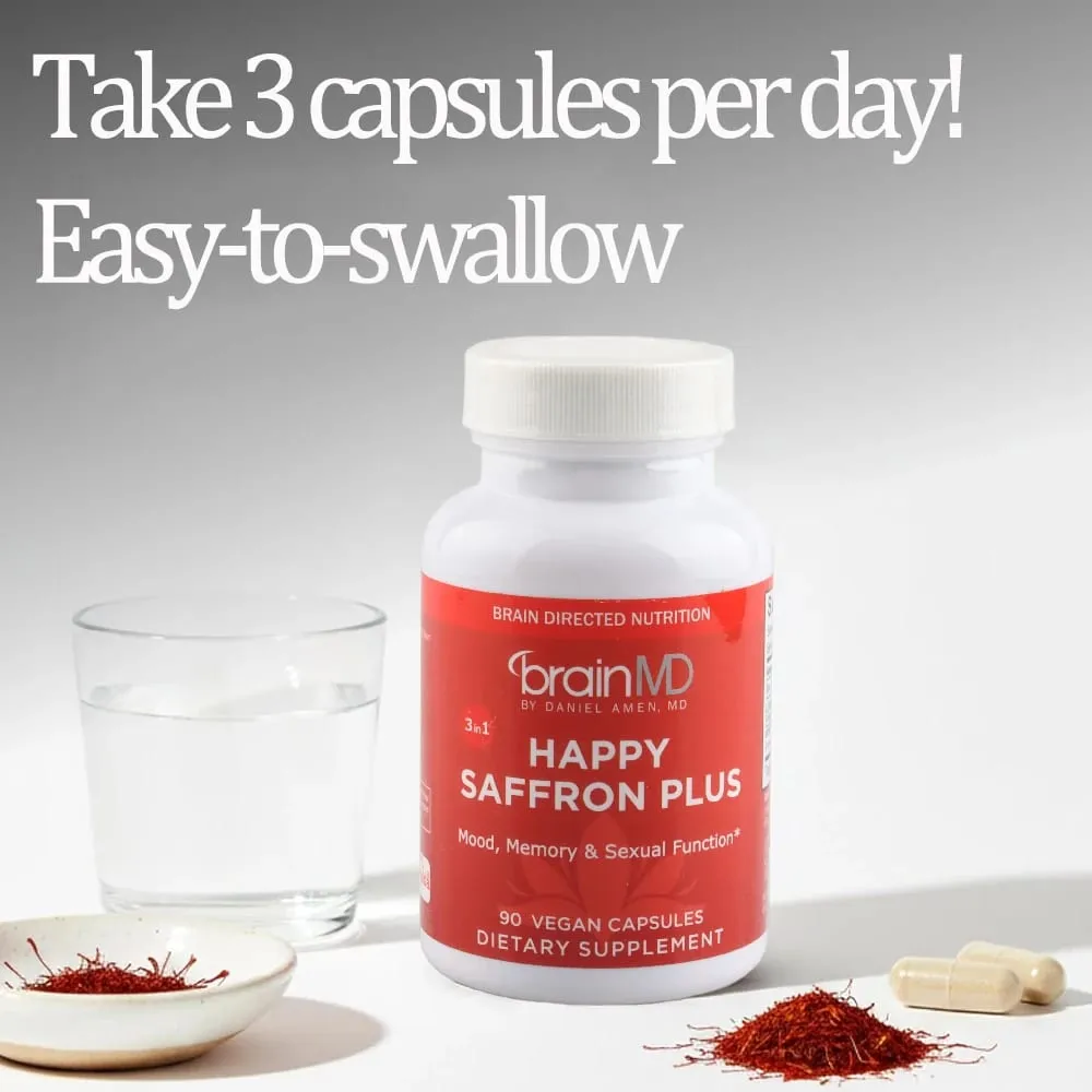 Saffron Supplements for Mood & Focus & Stress - with Saffron Flower Extract Curcumin & Zinc - Vegan Gluten Free | 90 Capsules