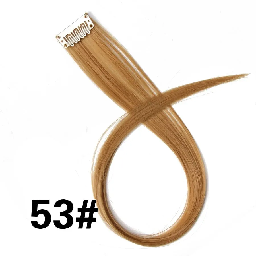 Extensiones de cabello de color liso con Clip para resaltar el cabello de arcoíris, rosa, azul, morado, sintético, con Clips para mujeres y niñas — image 59