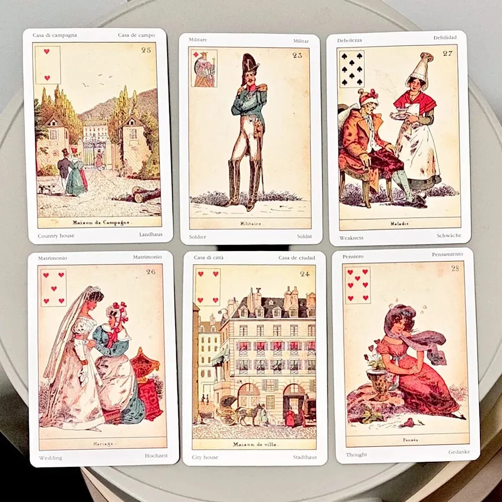 Sibilla Indovina Oracle Cards 10.5*6cm Vintage 52-Card Divination Deck - Multilingual Victorian Style