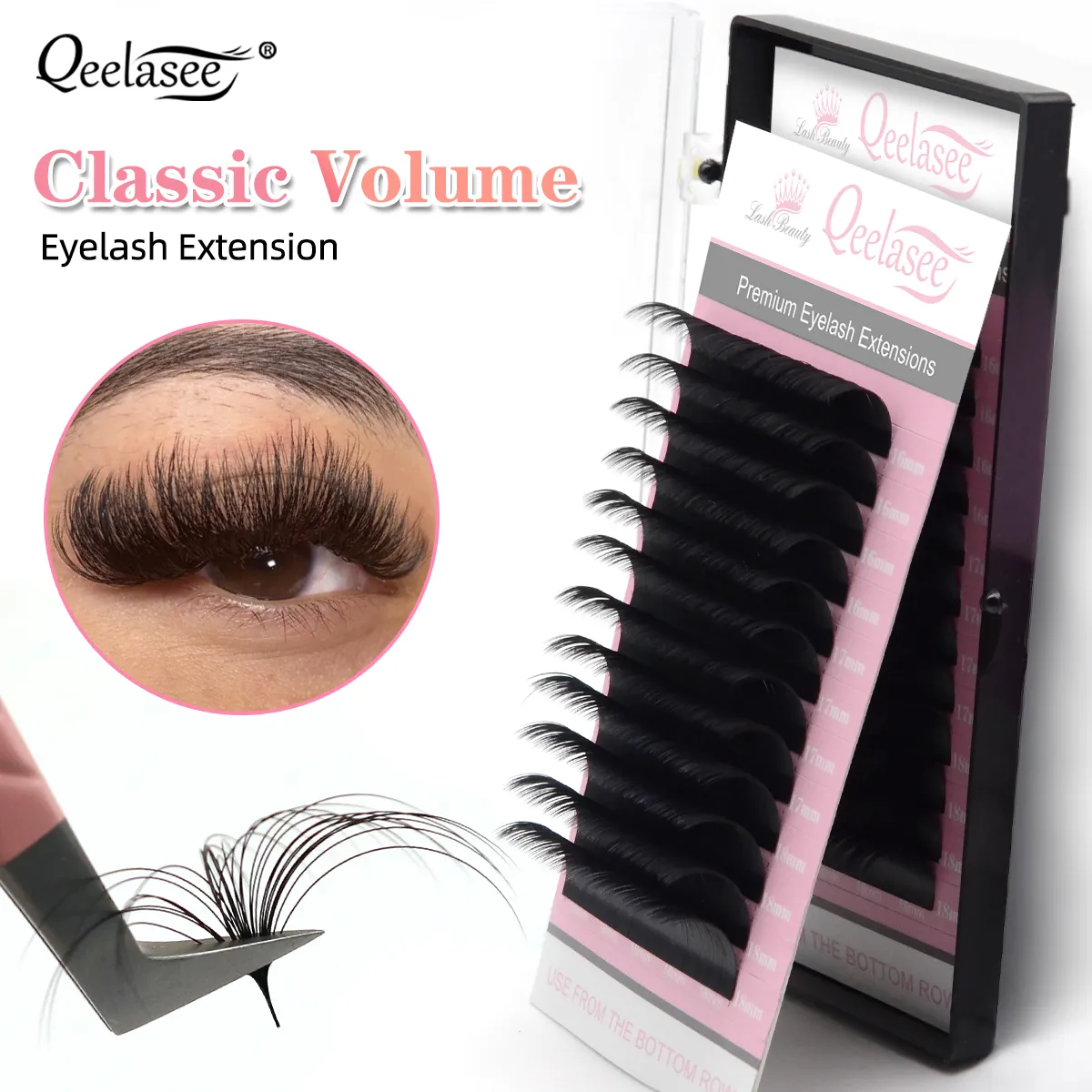 Qeelasee Professional Mink Individual False Eyelash Extensions Maquiagem Cilios Volume Fan Eye Lashes Wholesale Supplies