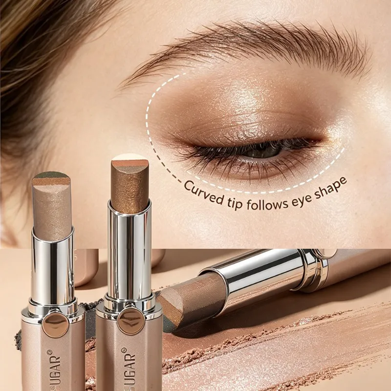 Tricolor Eyeshadow Stick Glitter Highlight Contour Shadow Stick Eye Makeup Waterproof Lasting Shimmer Metallic Eyeshadow Makeup
