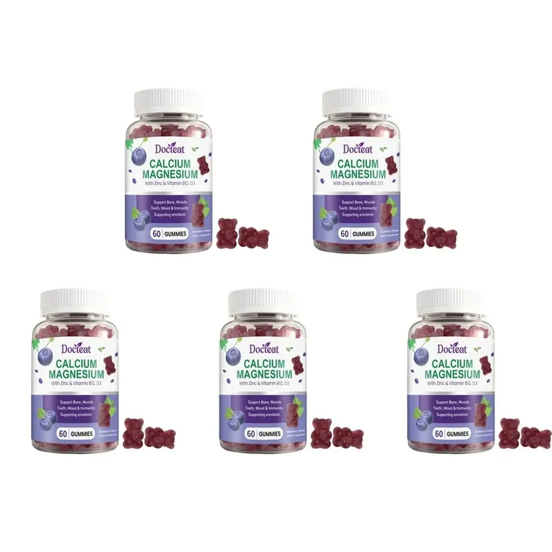 แคลเซียมแมกนีเซียม Gummies พร้อมสังกะสีและวิตามิน D3 B12 และ B6 สำหรับฟันกระดูก Mood & ภูมิคุ้มกัน 60 Gummies