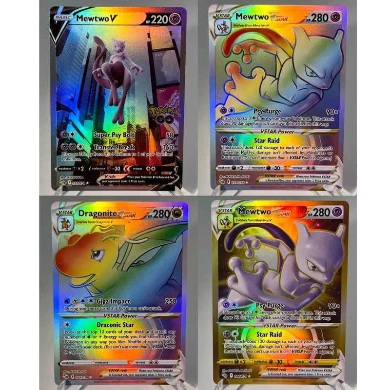Pokémon GO PKM Cards PTCG6-E GX Rainbow Mewtwo V Dragonite VSTAR Rare Collection Battle Toys Gifts for Hobbies — image 4