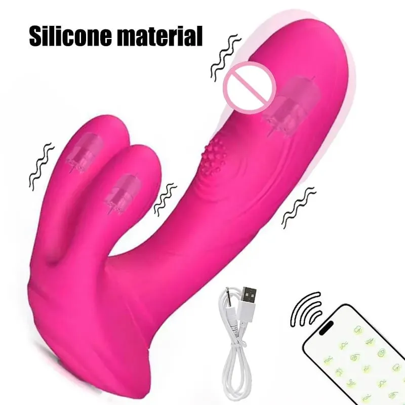 Silikone Rabbit Vibrator 3-i-1 G-Spot Clit Anal Beads Stimulator 10 Modes Støbende Vibrerende Sexlegetøj til Kvinder