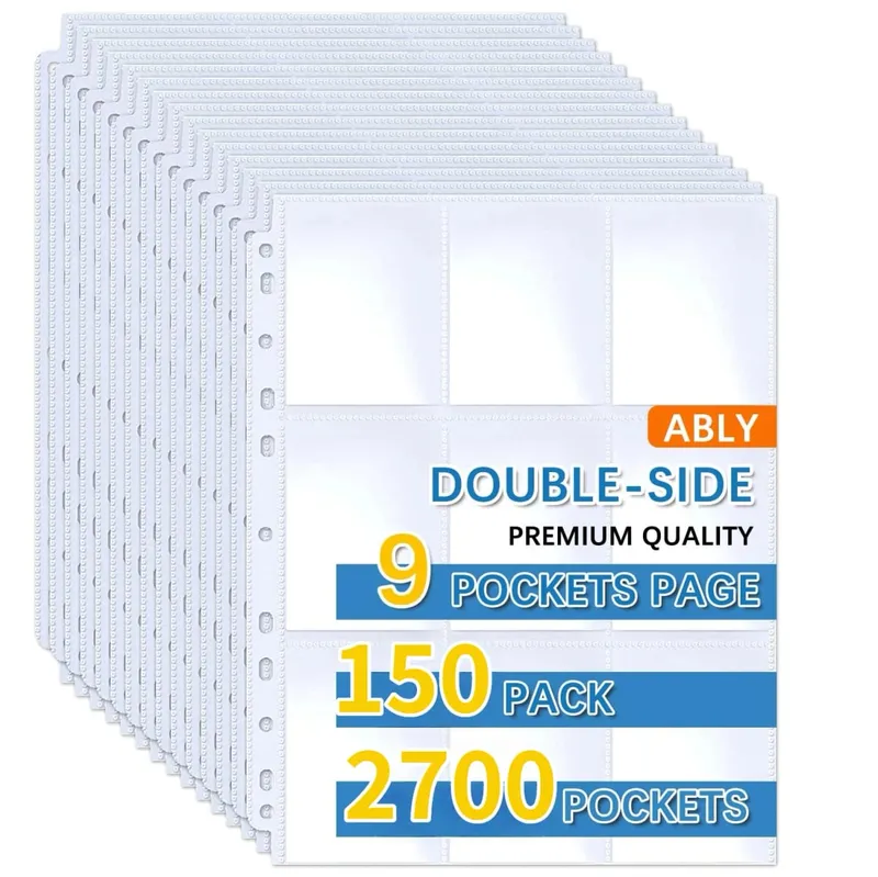 50-250 Pack 9 Pocket Page Protectors Card Sleeves Double Sided Holder Binder Pages Album Fit for YuGiOh MTG Game Sports Cards