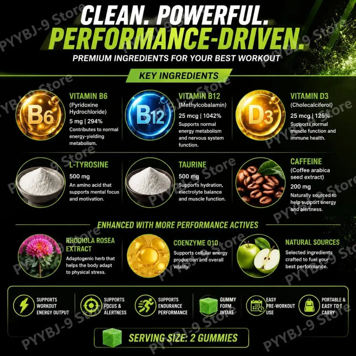 Docteat Beast Mode Blend Pre Workout Gummies Energifokus & uthållighet Stöd för styrketräning och aktiva gym dagar 70 Count — image 5