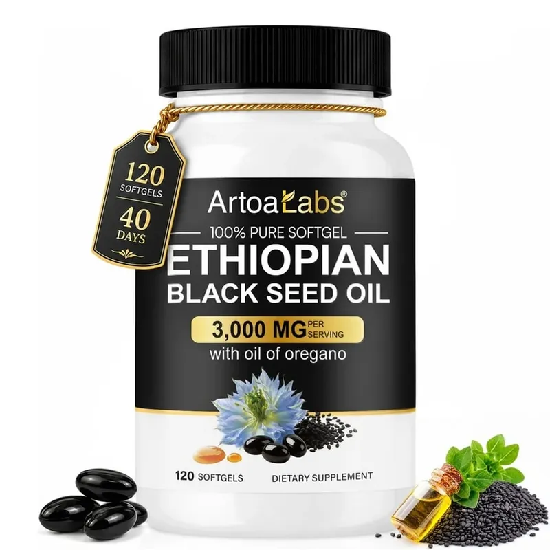 Ethiopian Black Seed Oil Softgels 3000mg with 100mg Oregano Extract for Immune Digestive and Daily Vitality Support 120 Count