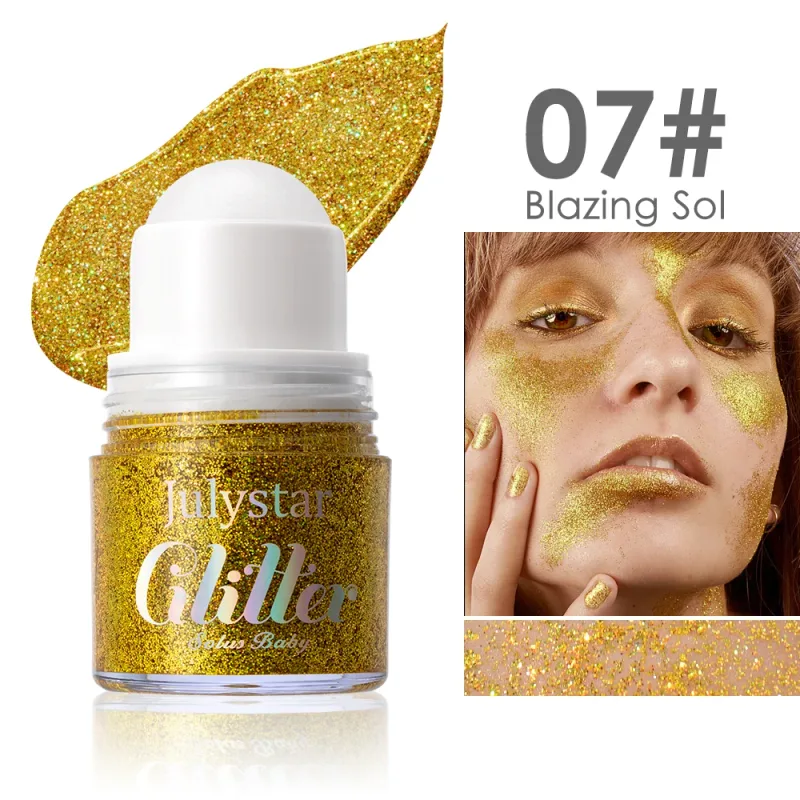 Rolling Sequins Glitter Gel Face Body Painting Shiny Liquid Green White Pearl Gloss Eye Shadow Brighten Stage Makeup Decoration