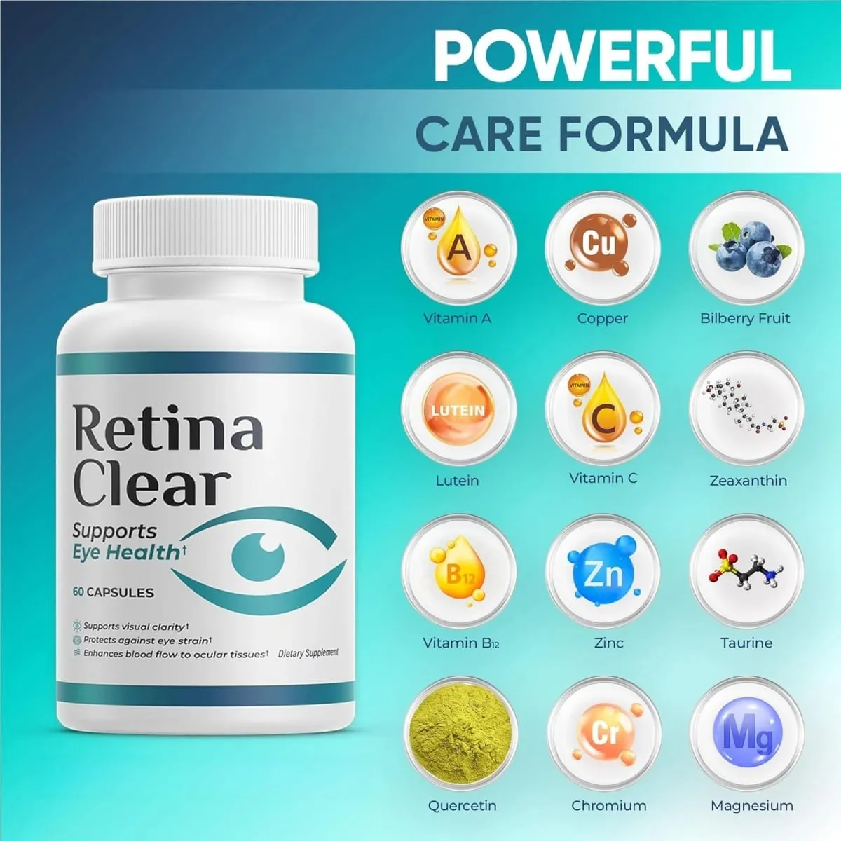 Vision Supplement – Eye Health Formula with Lutein Zeaxanthin Quercetin & Vitamin Supports Visual Clarity Eye Fatigue Relief