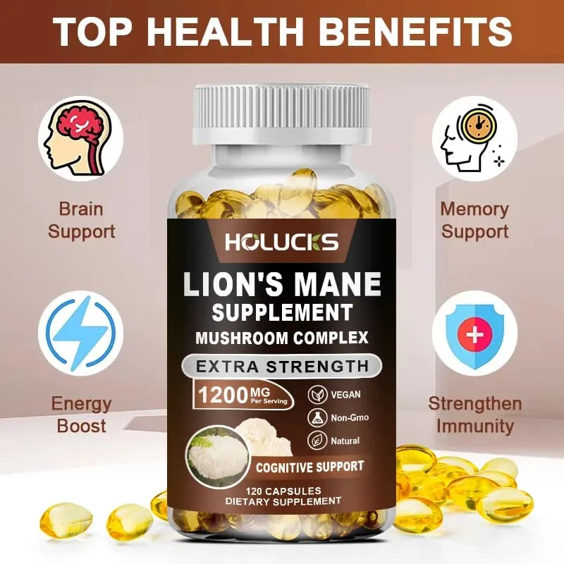 Lion's Mane Mushroom Complex Capsules for Focus Support & Immune Health Improve Memory Protect Brain Nerves Relieve Stress — image 4