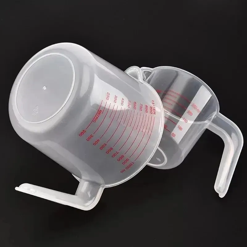 Kitchen Food Grade 0.25L 0.5L 1L Plastic Tip Mouth Pot Pour Spout Clear Measuring Cup Household Baking Scale Cup Kitchen Tool