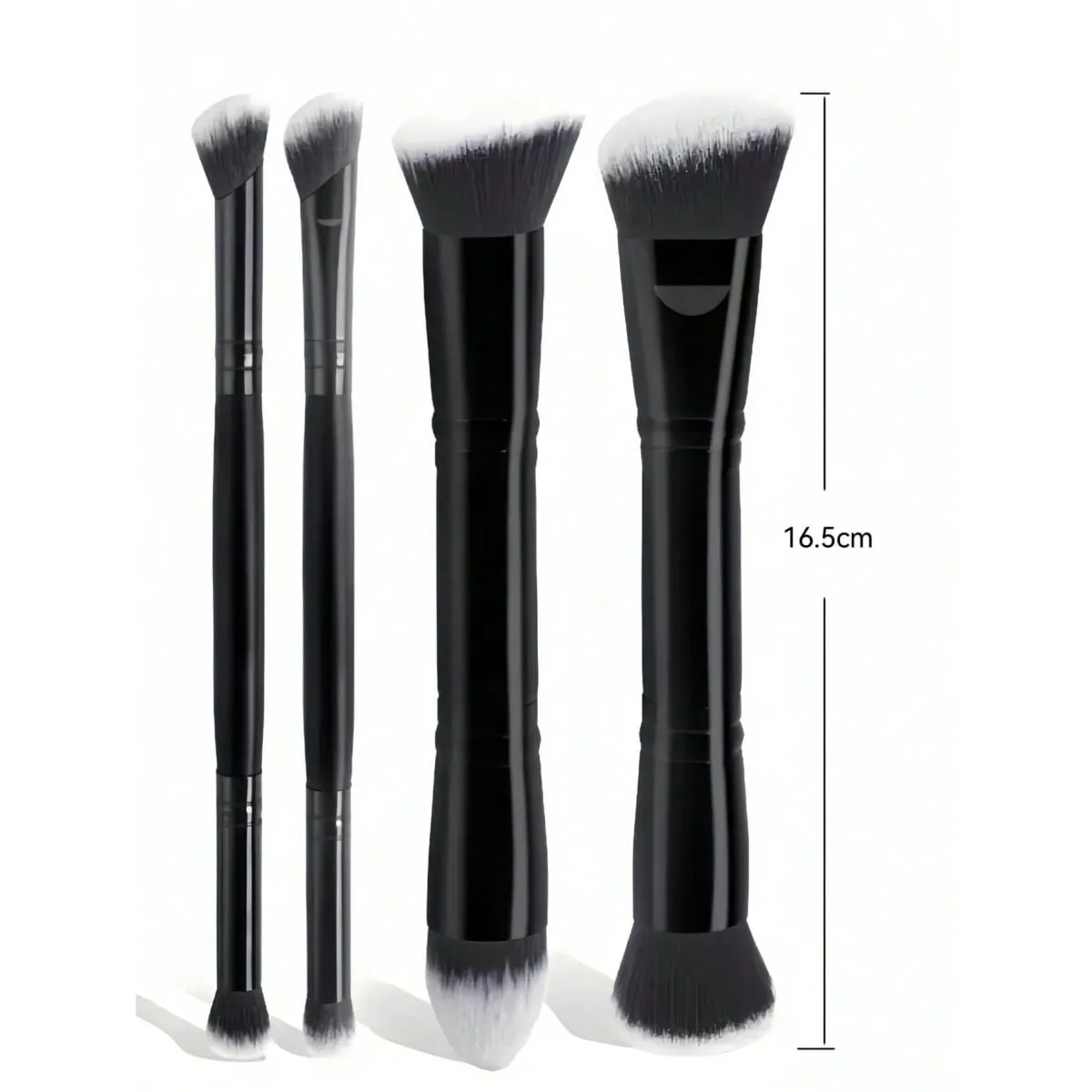 4-piece dual-ended multifunctional makeup brushes for the face portable dual-ended foundation brush contour brush loose powder brush blush brush eyeshadow brush nose shadow brush angled brush — image 2