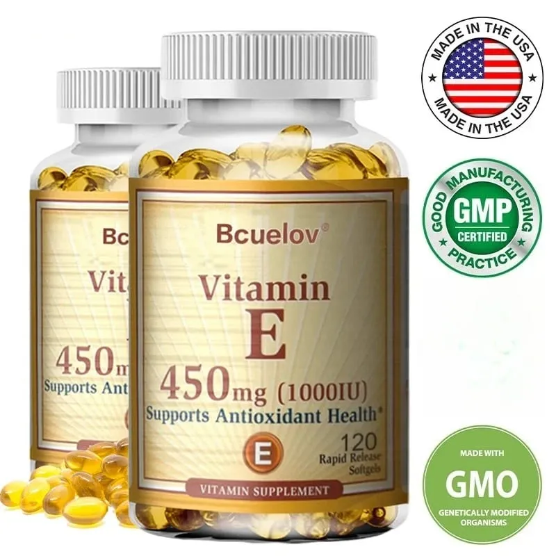 Bcuelov Vitamin E 1000 IE 450 mg – zur Unterstützung der Haut, Haare, Durchblutung, Gesundheit und des Immunsystems – antioxidative Ergänzung — image 1