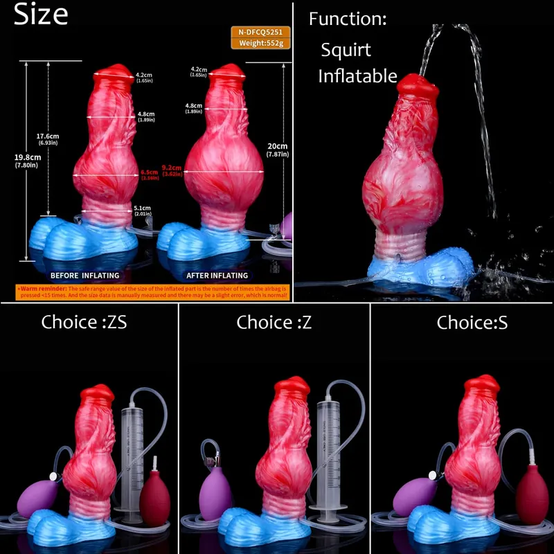 Silicone Inflatable Ejaculation Knot Dildo Adjustable Girth Squirting Fantasy Horse Penis Adult Sex Toys Anal Dilator