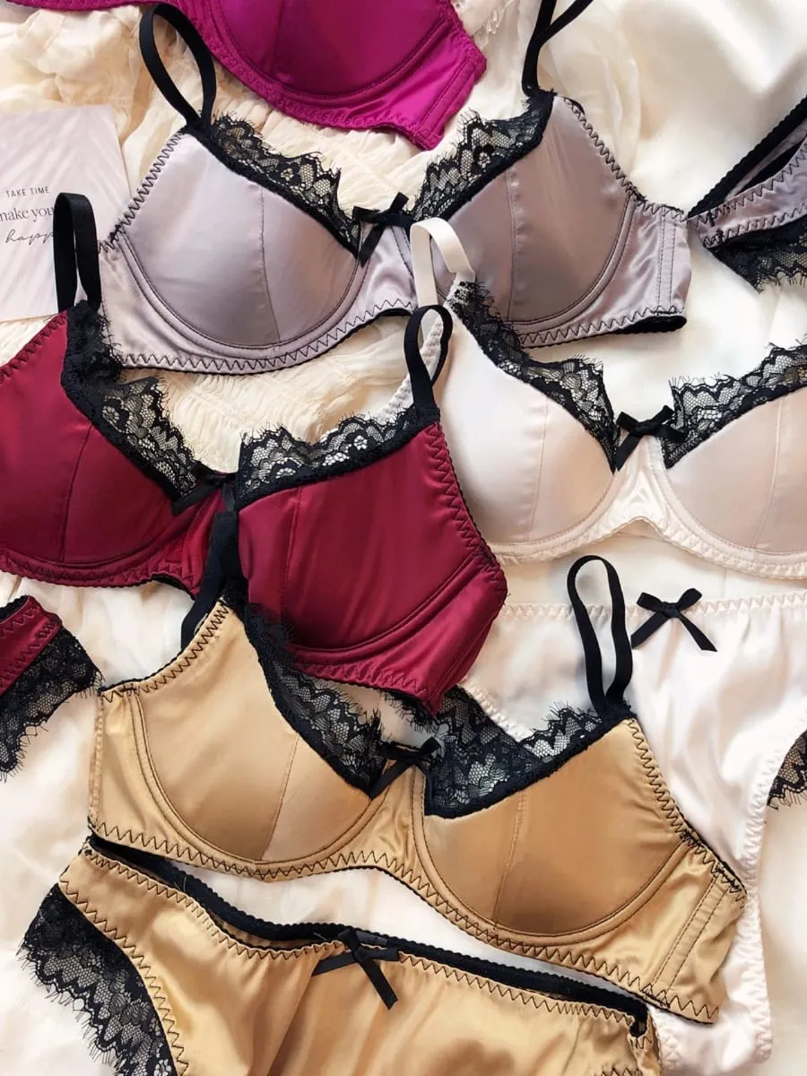 เซ็กซี่ลูกไม้บางถ้วยชุดชั้นในผู้หญิงฝรั่งเศส Push Up Bra ชุดผ้าไหมคุณภาพสูง Comfort Breathable ชุดชั้นใน Intimates ชุด — image 4