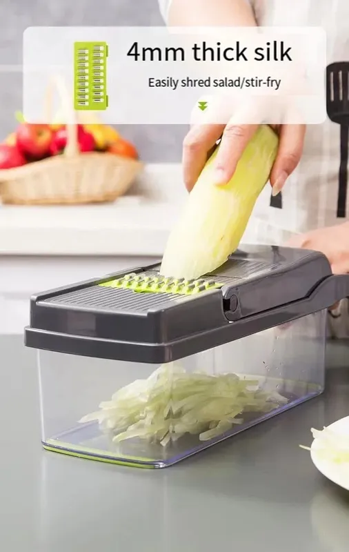 Vegetable Cutter Multifunctional Kitchen Tool 5-in-1 Food Chopper for Tomato Carrot Cheese Onion Handheld Slicer Dicer Grater