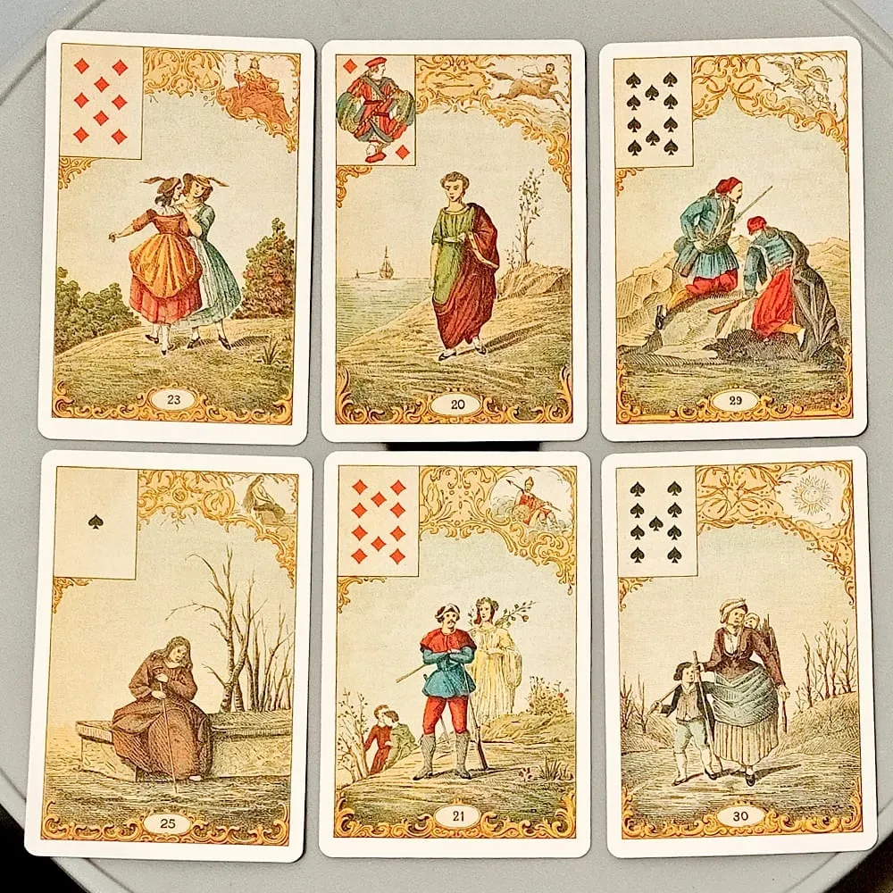 Vintage Antique Destiny Fortune Telling Cards 9*6cm 32-Card Oracle Deck Le Jeu Du Destin Antique Traditional Cartomancy Cards