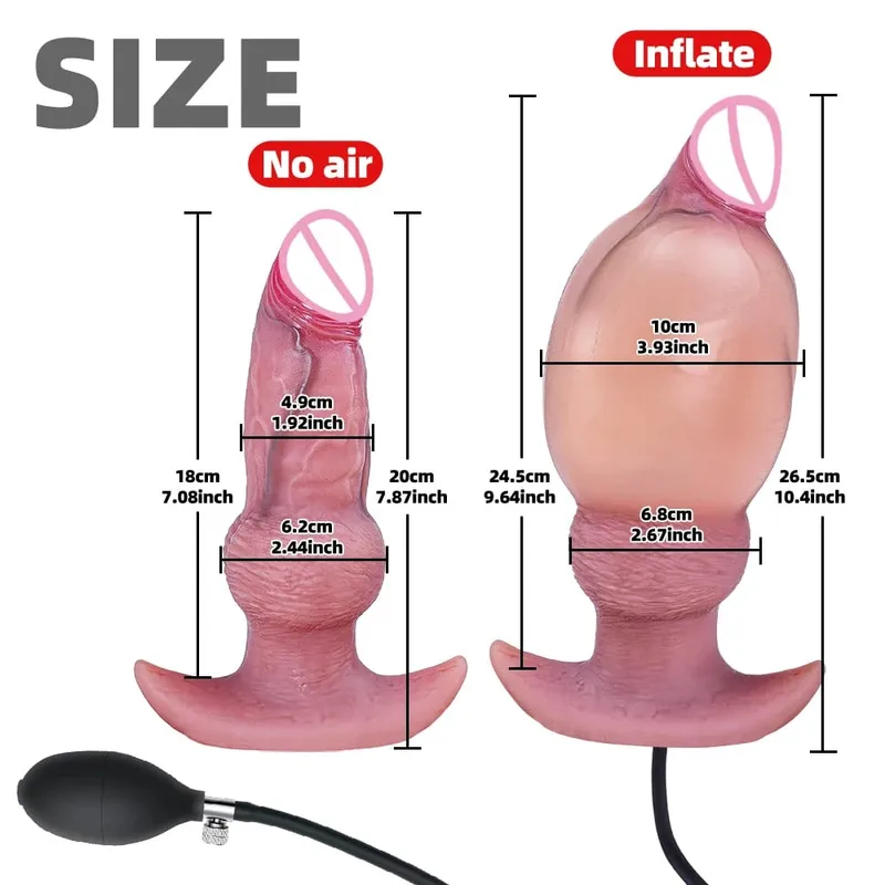 Big Butt Plug Inflatable Anal Plug Penis Wearable Soft Silicone Monster Dildo Knot Trainer Dick for Men Gay Women Adult Sex Toys
