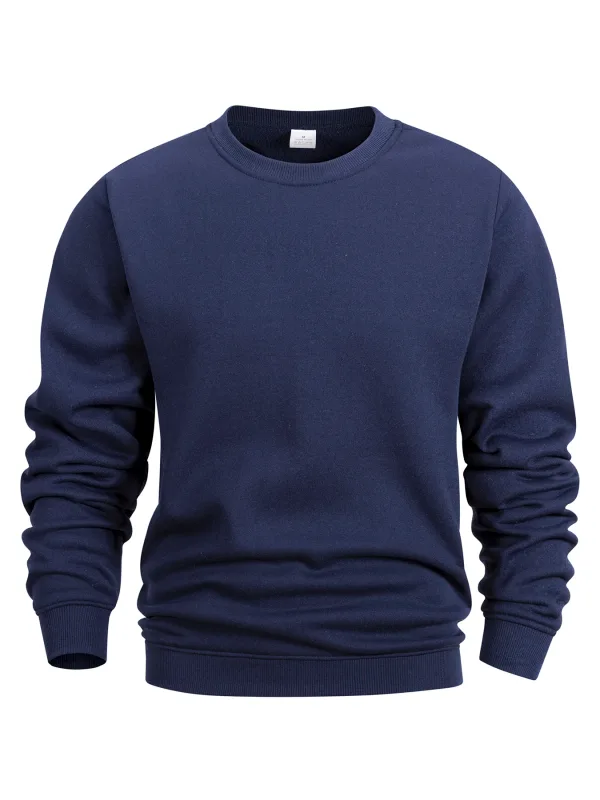 Men's Crew Neck Pullover Solid Color Large Sweatshirts Spring Autumn Outdoor Jogging Tops Men Casual Hoodies Streetwear