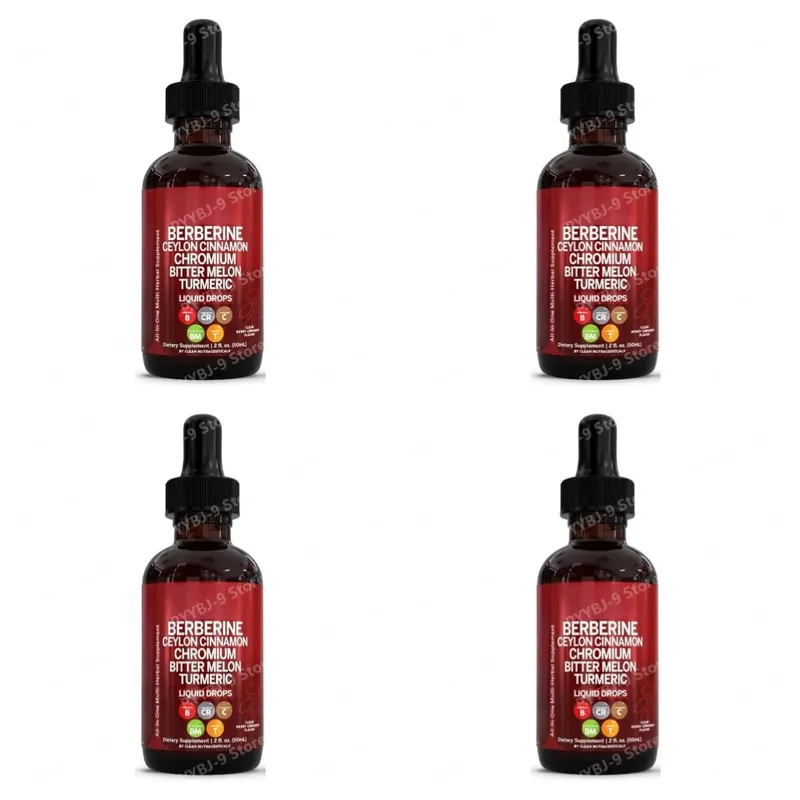 Berberine Chromium Turmeric Ginseng Liquid Drops 60ml Organic Herbal Supplement Daily Wellness Balance Support for Adults