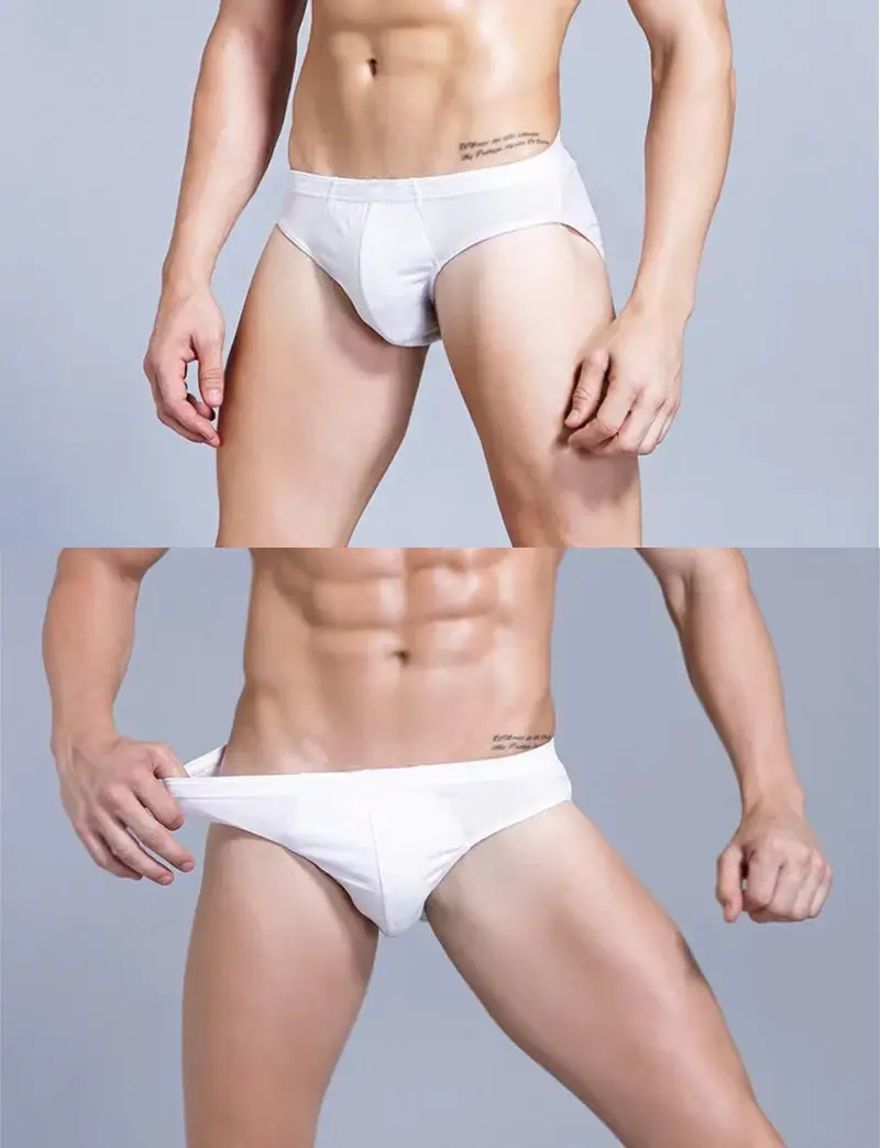 Men's Underwear Pure White Cotton Triangle Briefs Simple Comfort Breathable Underpants — image 1