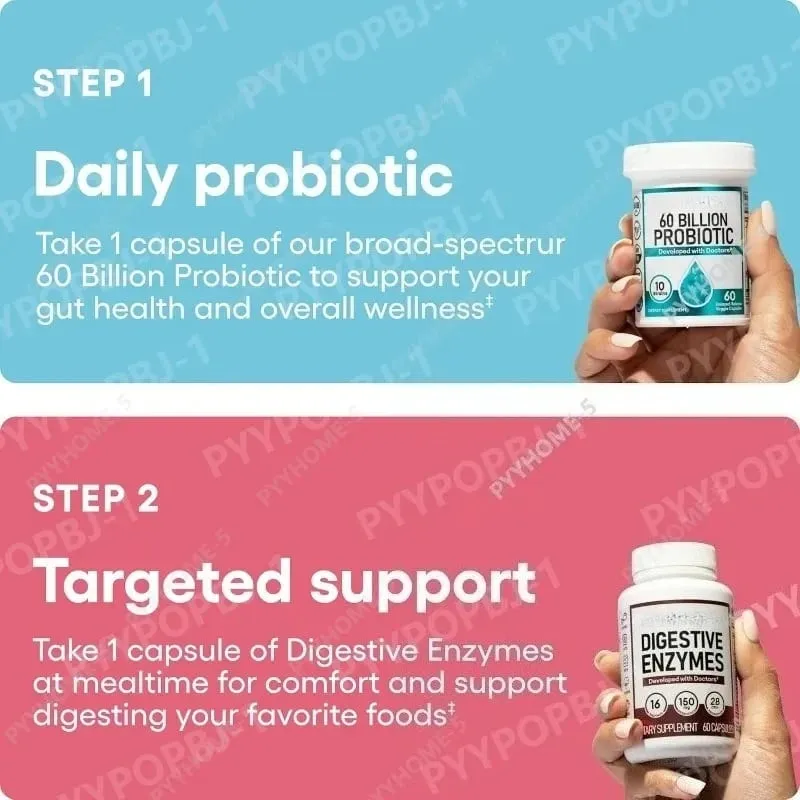 Probiotic Capsules Multi-Strain Probiotic with Organic Prebiotics Daily Digestive Health Supplement