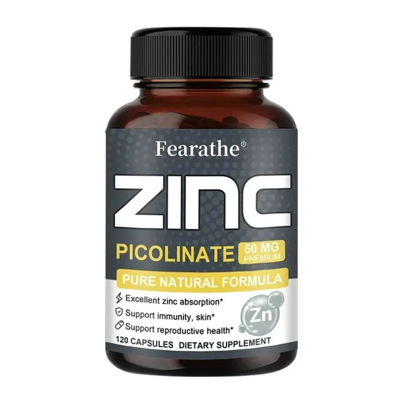 Cápsulas de Zinco 50 Mg - Suplemento Antioxidante Natural para Cabelo Imunológico, Unhas e Suporte para Pele Unissex
